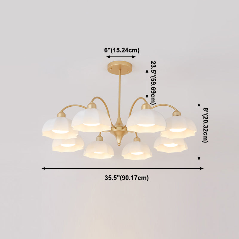 Glass Floriated Pendant Light in Modern Creative Style Lacquered Iron Chandelier for Dining Room