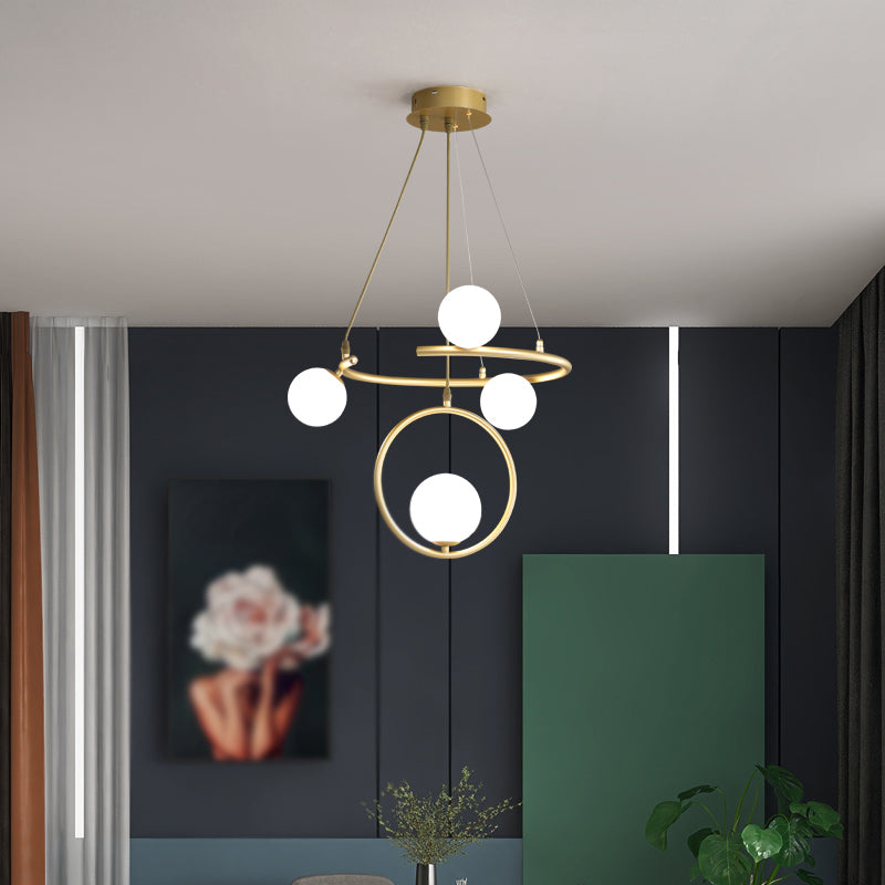 Glass Globe Pendant Light in Modern Creative Style Lacquered Iron Chandelier for Dining Room