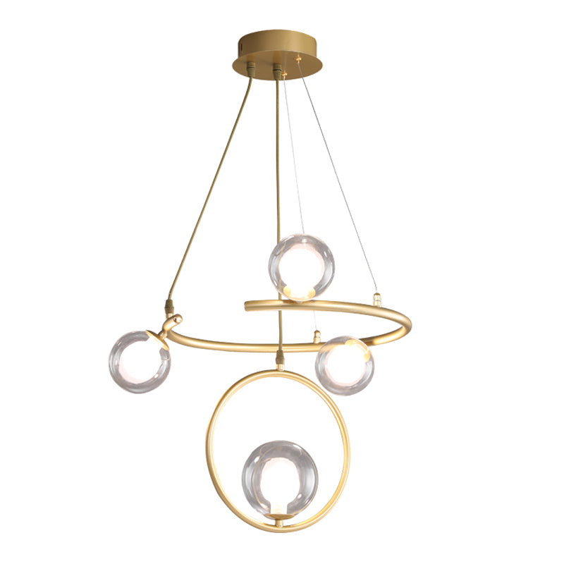 Glass Globe Pendant Light in Modern Creative Style Lacquered Iron Chandelier for Dining Room