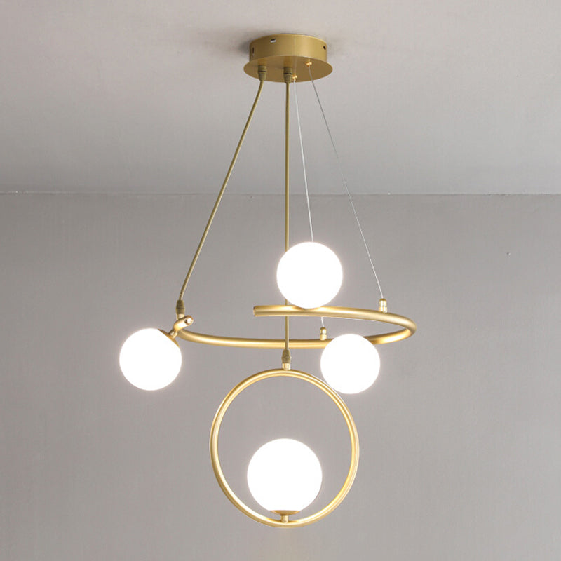 Glass Globe Pendant Light in Modern Creative Style Lacquered Iron Chandelier for Dining Room