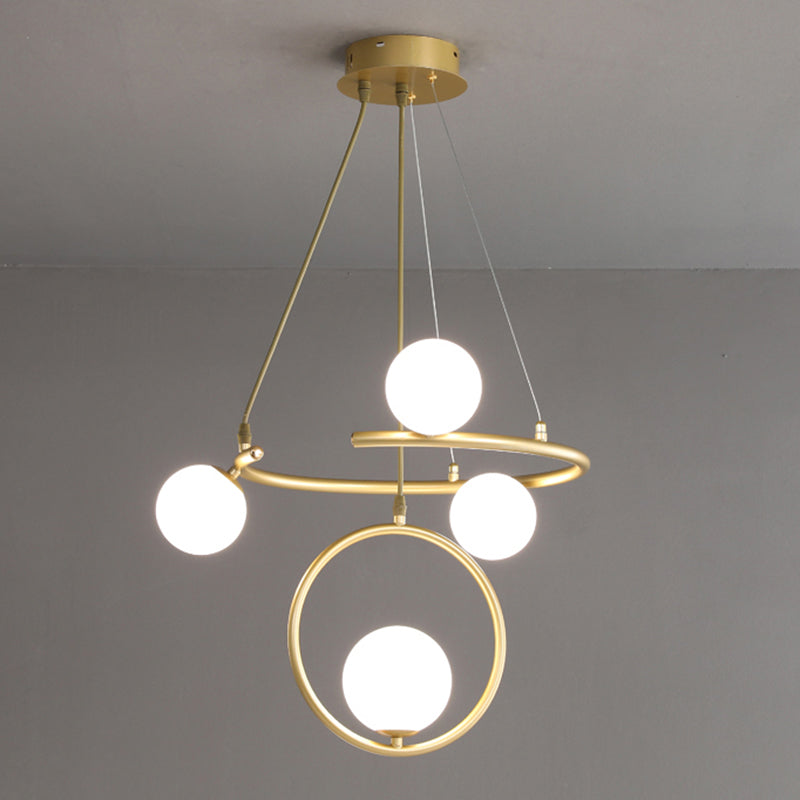 Glass Globe Pendant Light in Modern Creative Style Lacquered Iron Chandelier for Dining Room