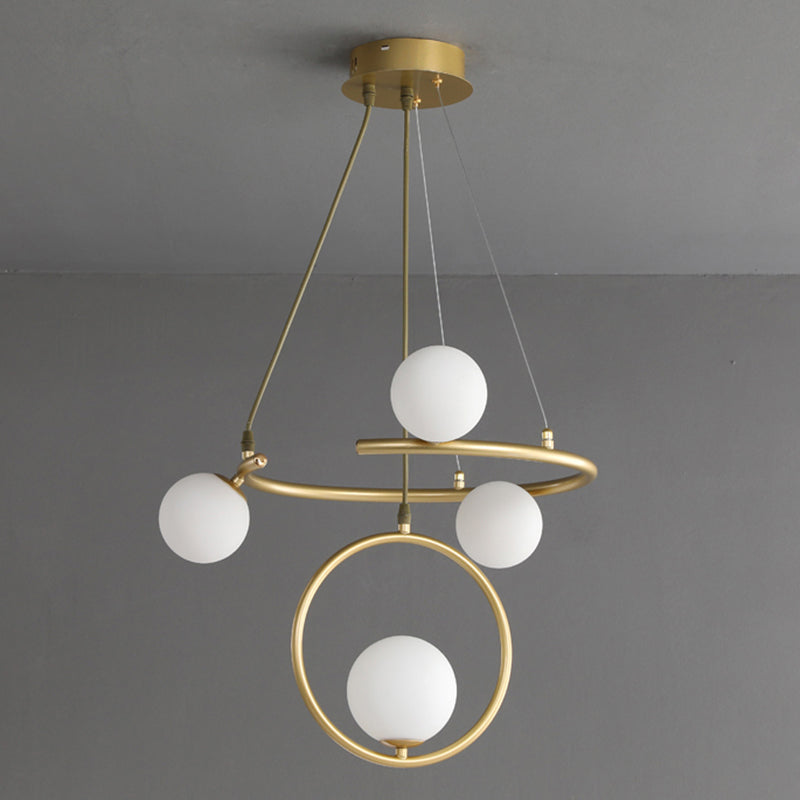 Glass Globe Pendant Light in Modern Creative Style Lacquered Iron Chandelier for Dining Room