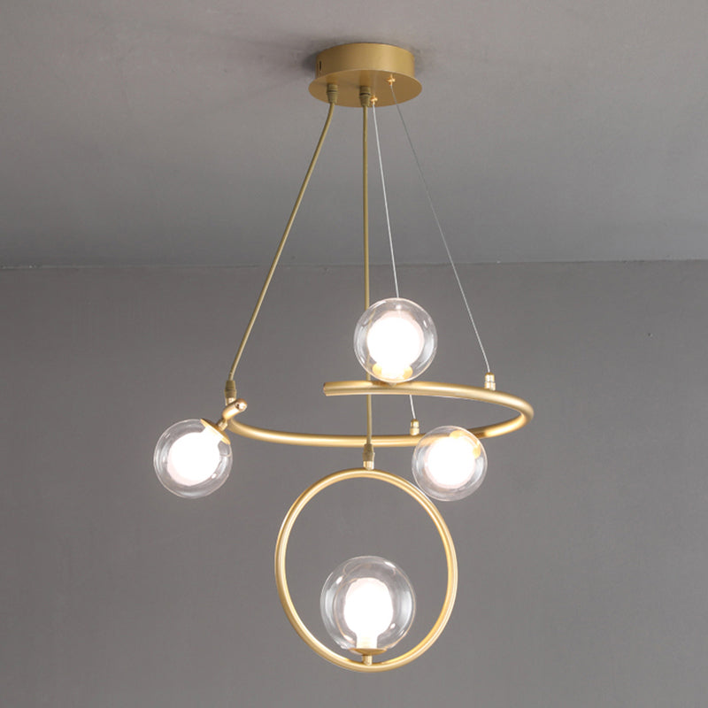 Glass Globe Pendant Light in Modern Creative Style Lacquered Iron Chandelier for Dining Room