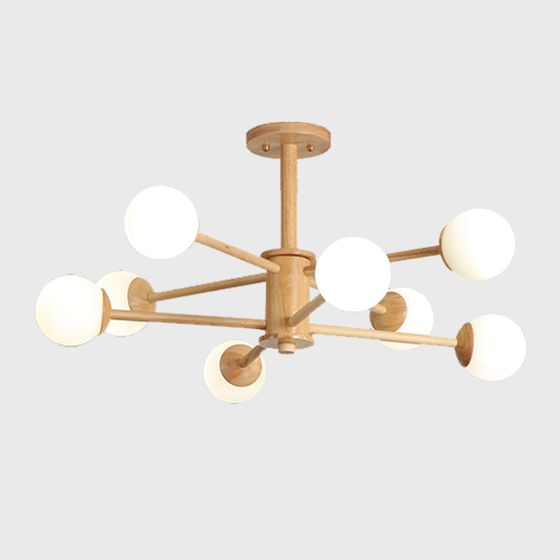 Lampadino moderno a sospensione in legno di legno di semplicità con tonalità di vetro bianco