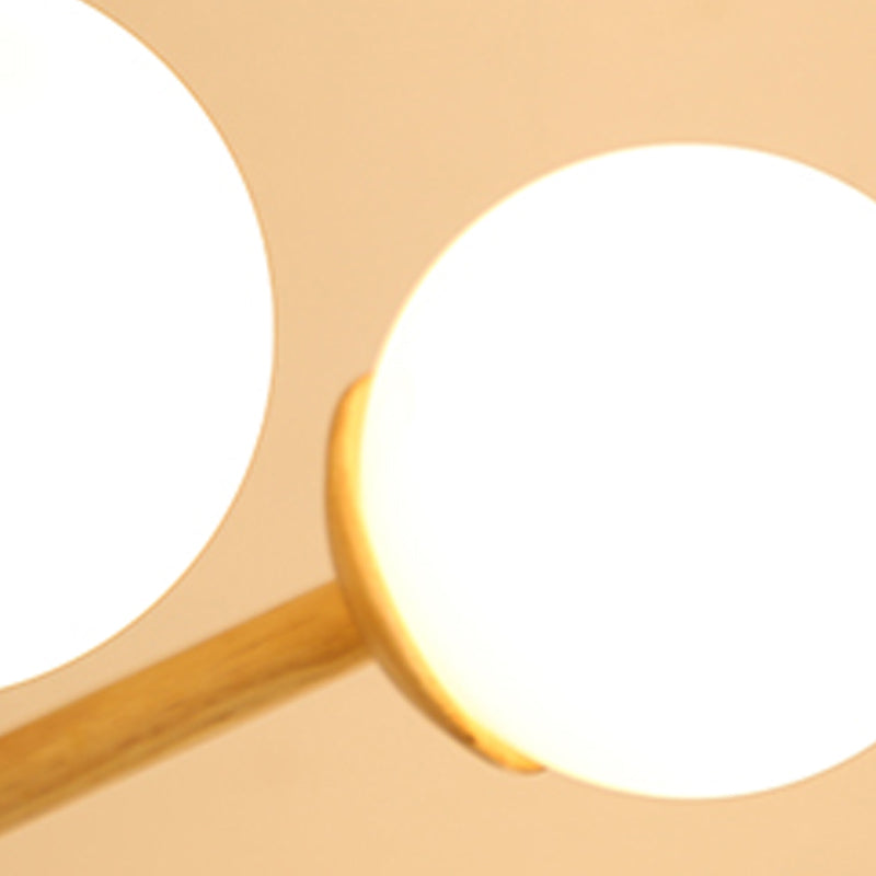 Modern Simplicity Globe Chandelier Wooden Indoor Pendant Light with White Glass Shade