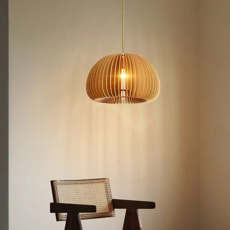 Pumpkin suspension du plafond bois moderne 1-Light plafond pendentif léger