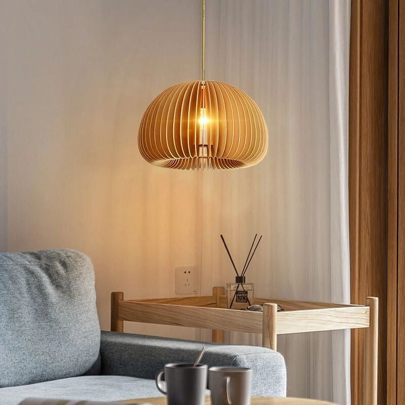 Pumpkin suspension du plafond bois moderne 1-Light plafond pendentif léger