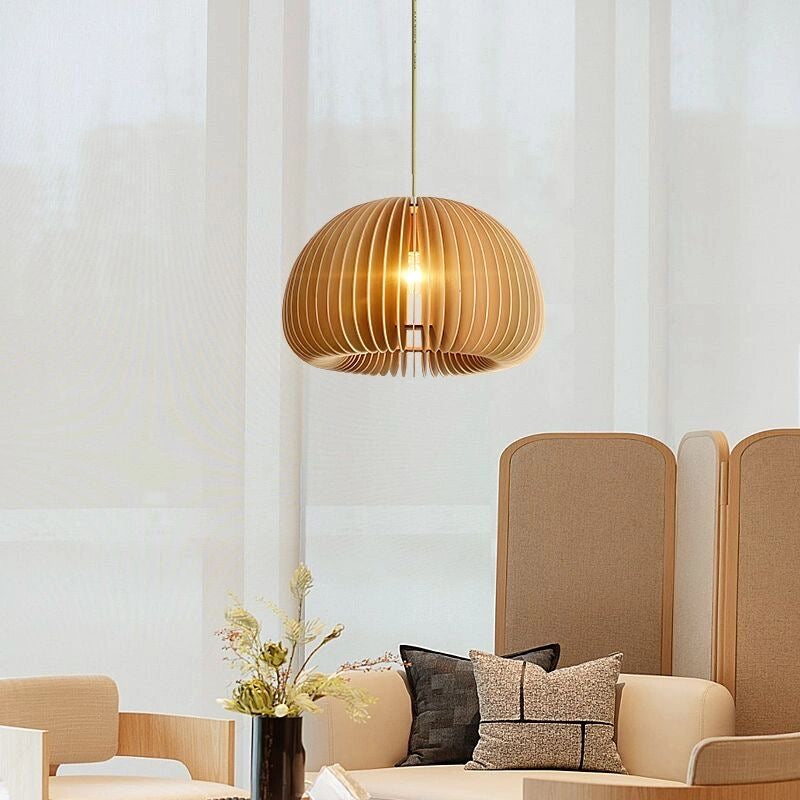 Pumpkin suspension du plafond bois moderne 1-Light plafond pendentif léger