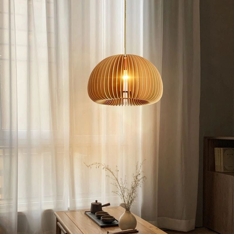 Pumpkin suspension du plafond bois moderne 1-Light plafond pendentif léger