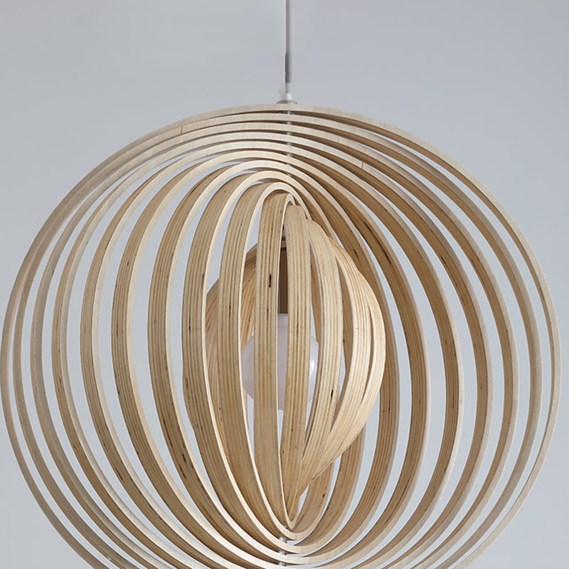 Forme sphérique Éclairage suspendu en bois massif de style moderne 1 suspension légère pour le chevet