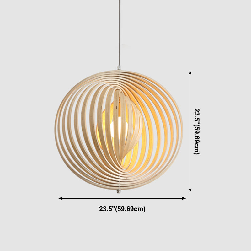 Forme sphérique Éclairage suspendu en bois massif de style moderne 1 suspension légère pour le chevet