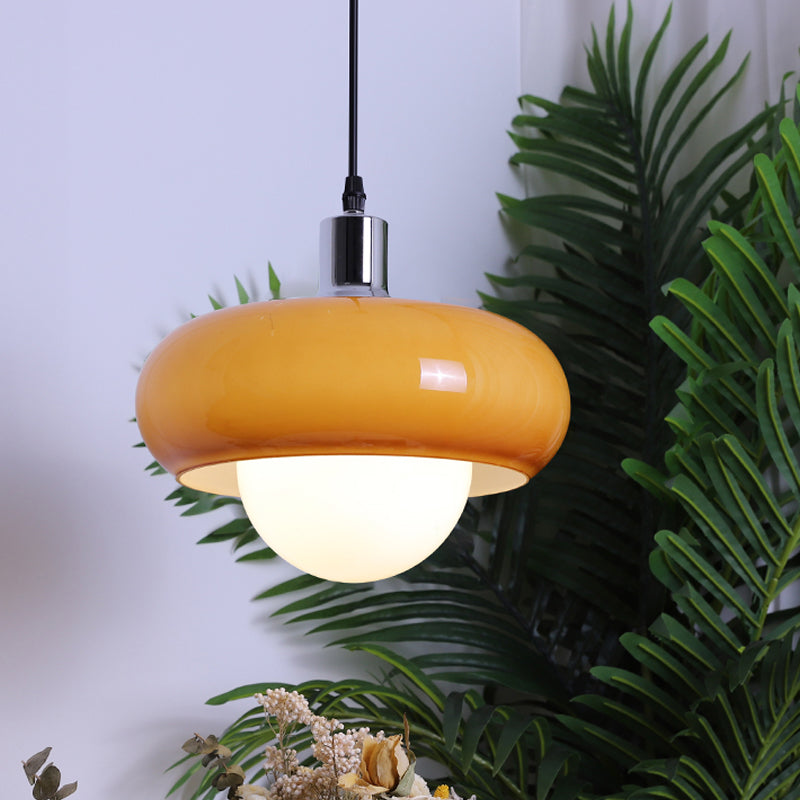 Nordic moderne 1-Light Pendant Light Drum Glass Prending Pendant Pendant Light for Bedroom