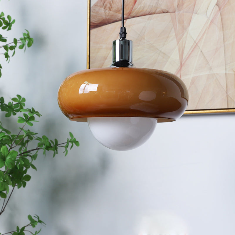 Nordic moderne 1-Light Pendant Light Drum Glass Prending Pendant Pendant Light for Bedroom