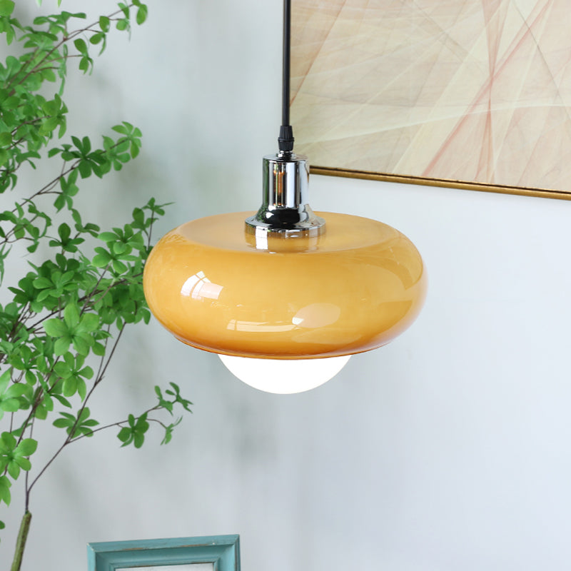 Nordic moderne 1-Light Pendant Light Drum Glass Prending Pendant Pendant Light for Bedroom