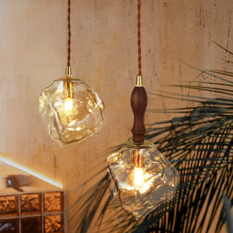 Kit de lumière en verre transparent léger en verre transparent à 1 lumière pour salle à manger