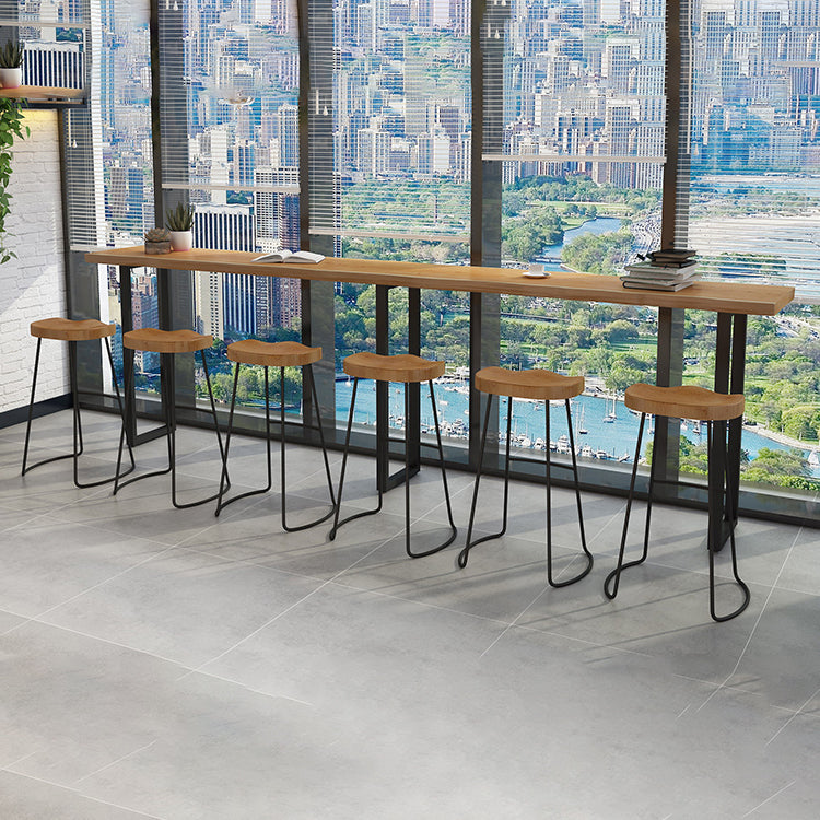 Sled Natural Wood Bistro Accent Dining Table Modern Rectangle Pub Height Dining Table