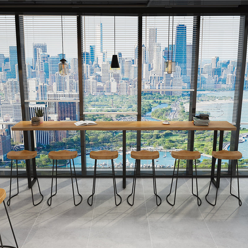 Sled Natural Wood Bistro Accent Dining Table Modern Rectangle Pub Height Dining Table