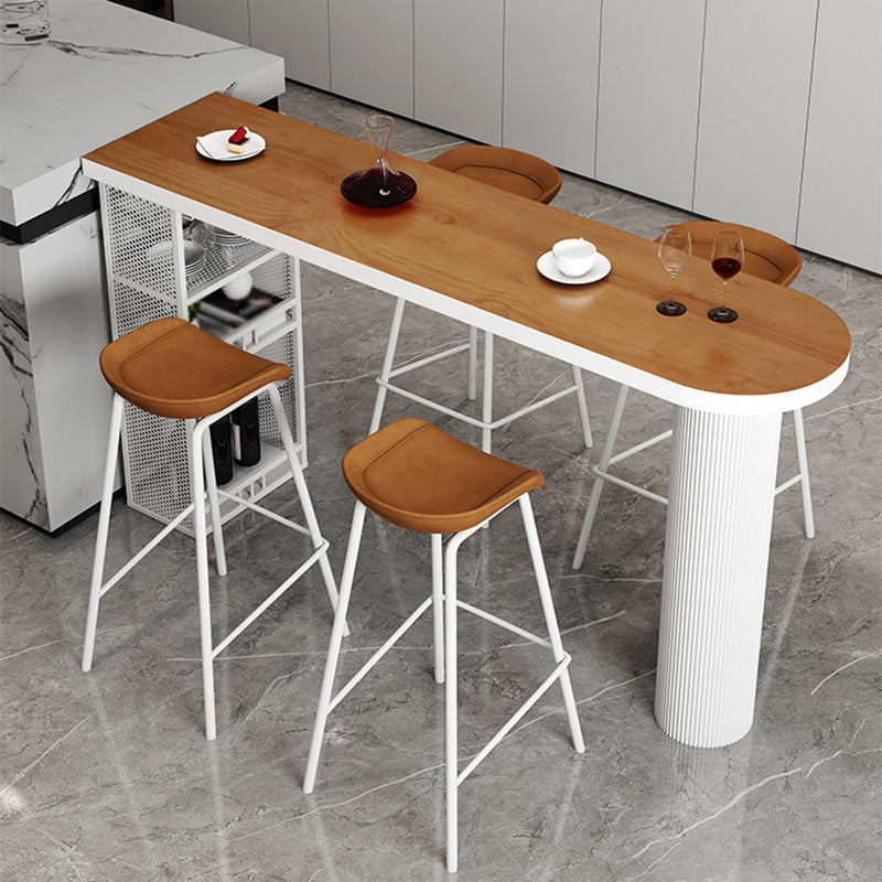 Glam Style Bar Table Gray Top Pub Table with Cabinet for Dining Room