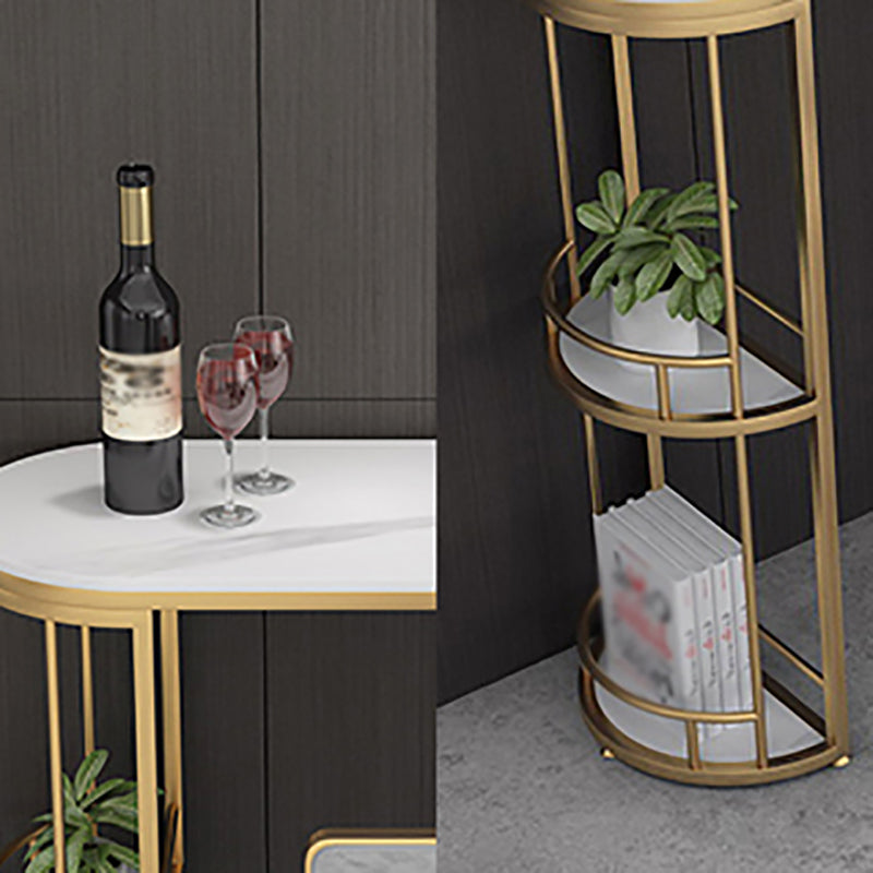 Tavolo da pranzo in pietra bianca glam tavolo da bistrotto interno ovale con scaffale