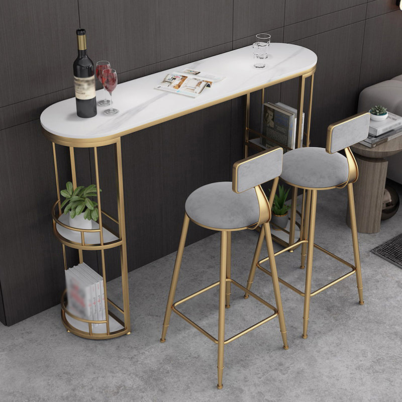 Tavolo da pranzo in pietra bianca glam tavolo da bistrotto interno ovale con scaffale