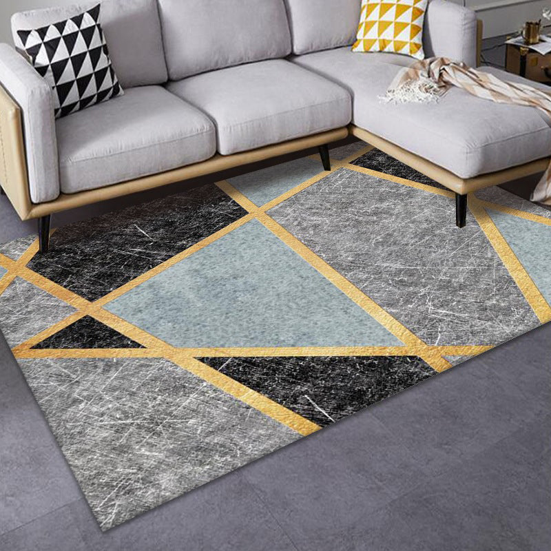 Tapis de tapis moderne en or tapis lavable en polyester pour le salon
