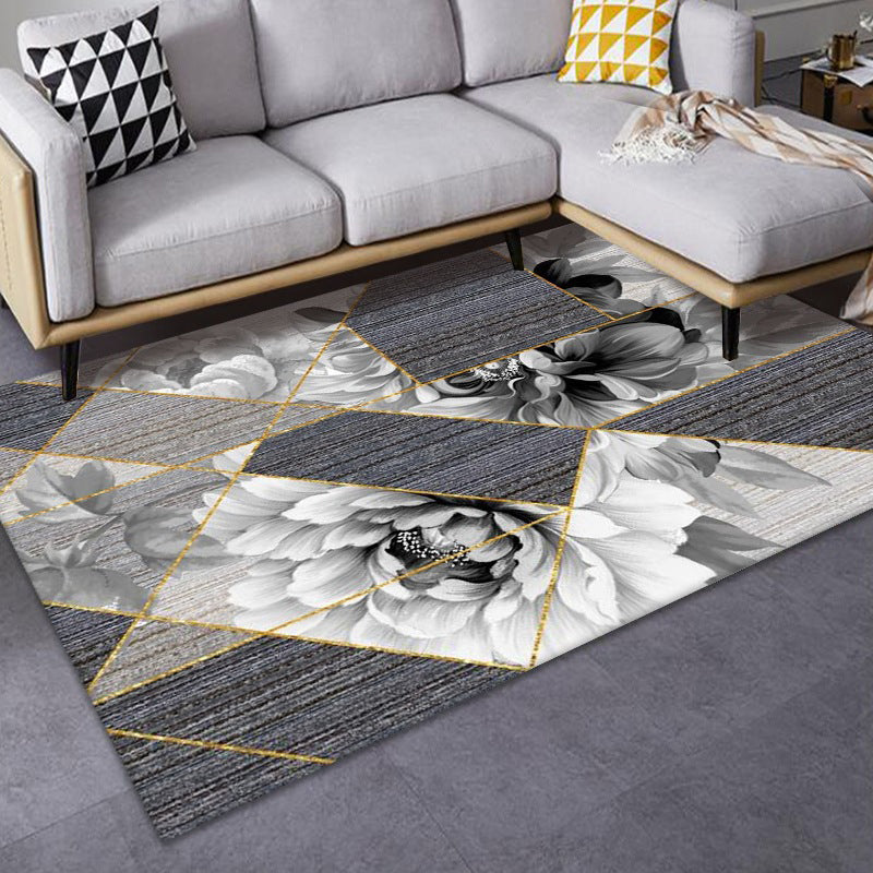 Tapis de tapis moderne en or tapis lavable en polyester pour le salon
