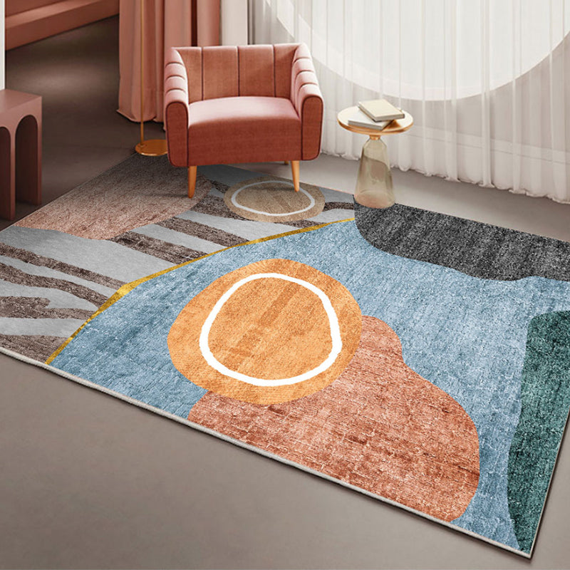 Dark Green Modern Rug Polyester Color Lump Rug Stain Resistant Rug for Living Room