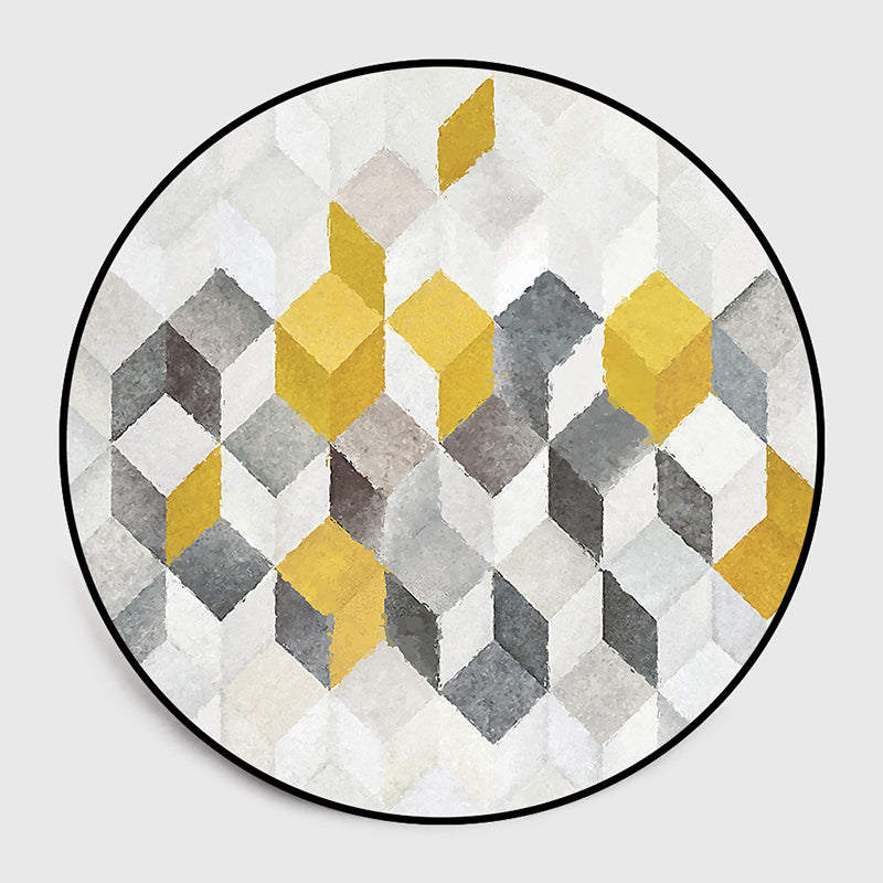 Orange Pattern Rug Polyester Traditional Rug Non-Slip Backing Rug for Living Room