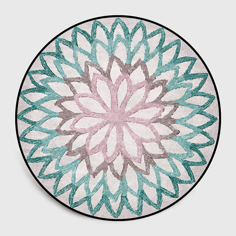 Orange Pattern Rug Polyester Traditional Rug Non-Slip Backing Rug for Living Room