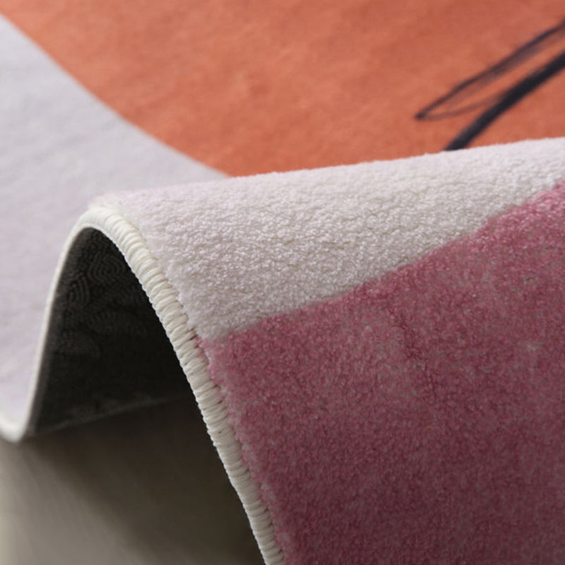 White Modern Rug Polyester Check Pattern Rug Washable Rug for Living Room