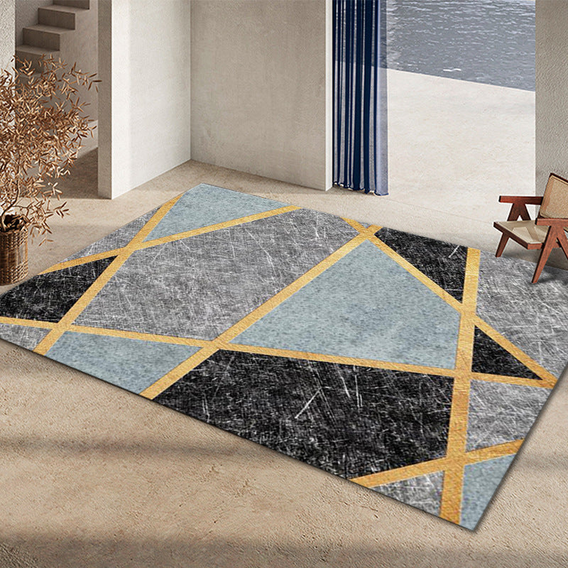 Tapis graphique en vert foncé Rapis graphique Polyester Tapis résistant aux taches pour la décoration intérieure