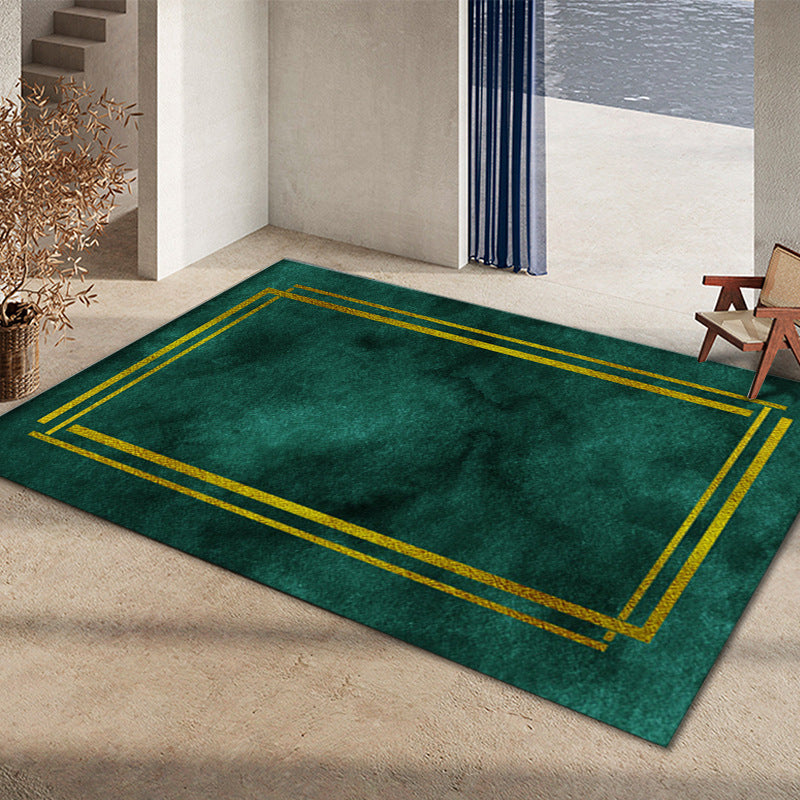 Tapis graphique en vert foncé Rapis graphique Polyester Tapis résistant aux taches pour la décoration intérieure