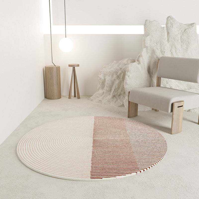 Apricot Modern Rug Polyester Stripe Indoor Rug Washable Rug for Living Room