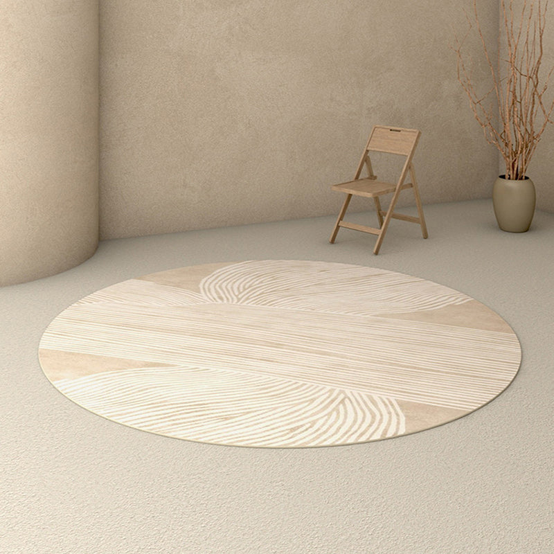 Apricot Modern Rug Polyester Stripe Indoor Rug Washable Rug for Living Room