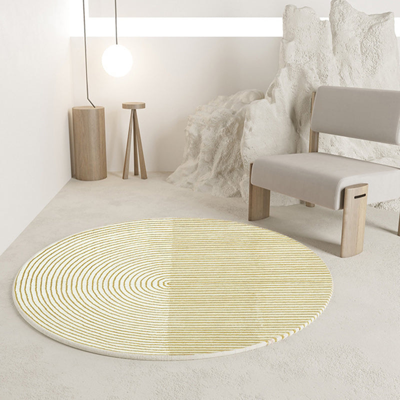 Apricot Modern Rug Polyester Stripe Indoor Rug Washable Rug for Living Room