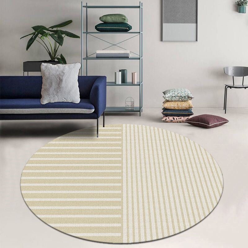 Apricot Modern Rug Polyester Stripe Indoor Rug Washable Rug for Living Room