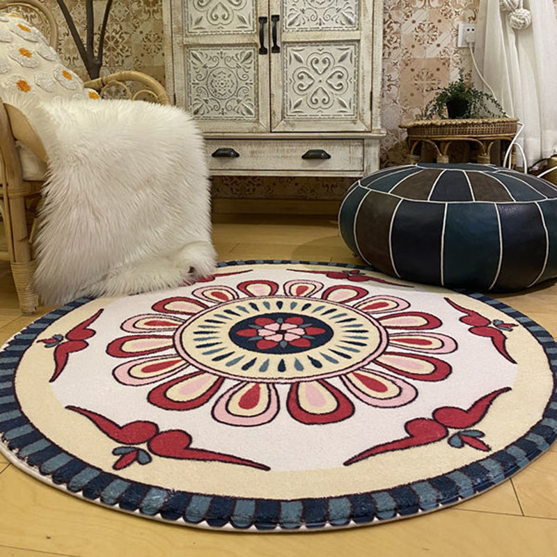 Black Bohemian Rug Polyester Graphic Rug Non-Slip Backing Rug for Drawing Room