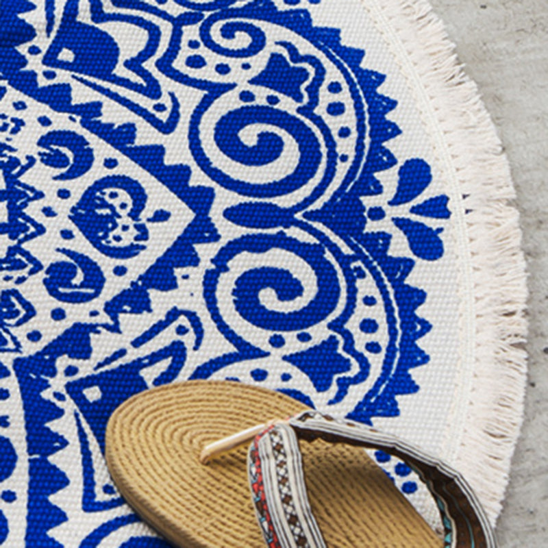 Bohemian Round Rug Area Rug Polyester Stain Resistant Rug for Bedroom