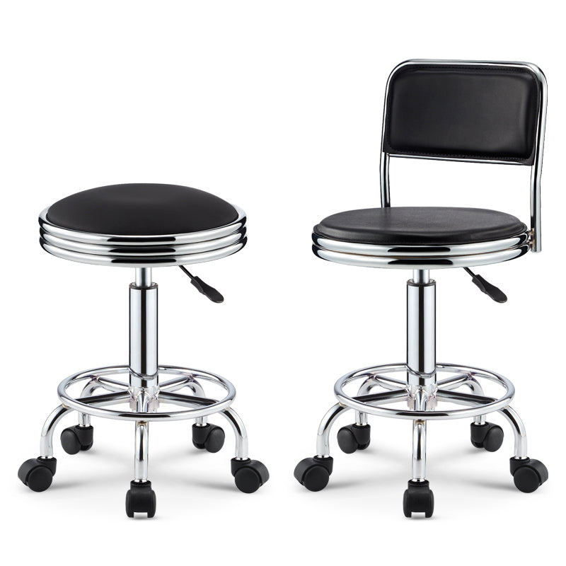 Modern Armless Liftable Counter Stool Iron Bedroom Bar Stool with Cushion and Pedal