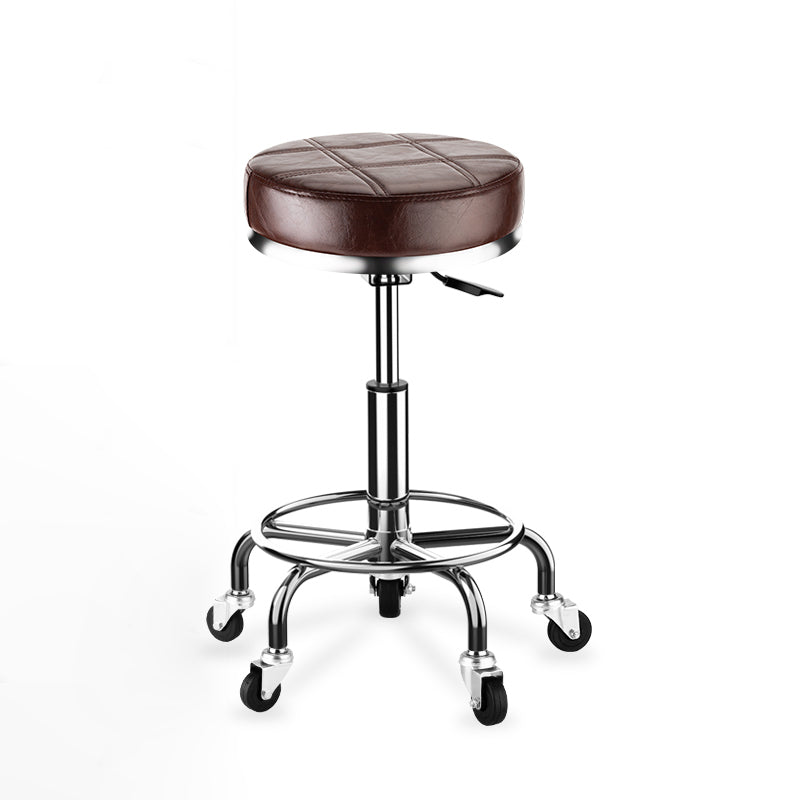 Modern Armless Liftable Counter Stool Iron Bedroom Bar Stool with Cushion and Pedal