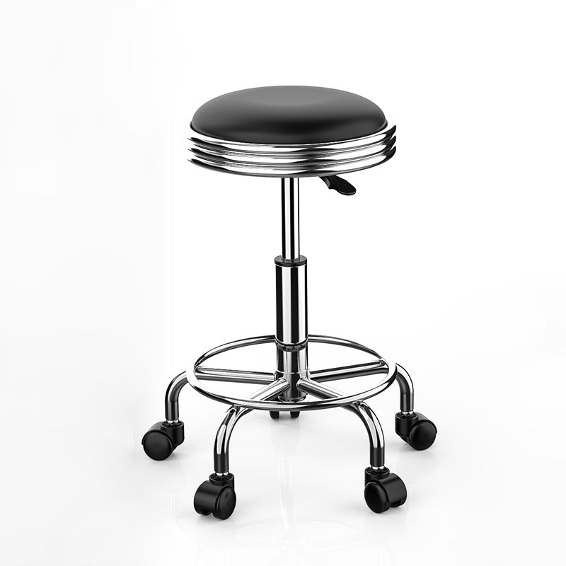 Modern Armless Liftable Counter Stool Iron Bedroom Bar Stool with Cushion and Pedal