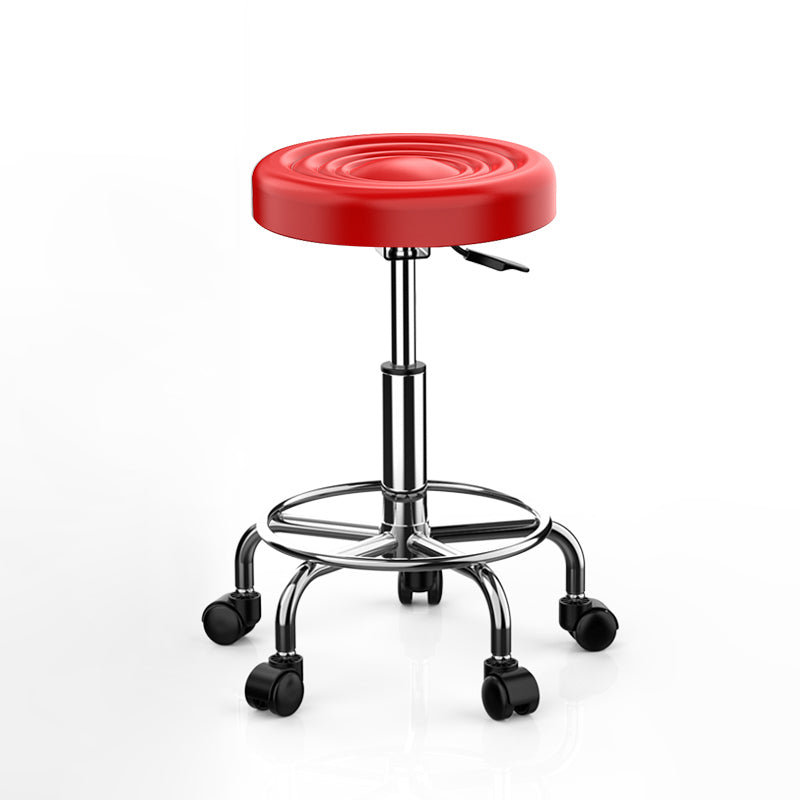 Modern Armless Liftable Counter Stool Iron Bedroom Bar Stool with Cushion and Pedal