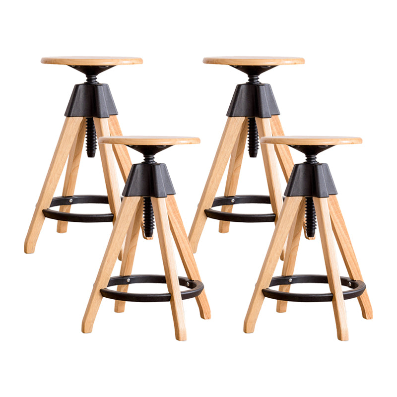 Taburete de bar moderno ajustable, taburete de bar sin respaldo de madera sin brazos con eslabón giratorio