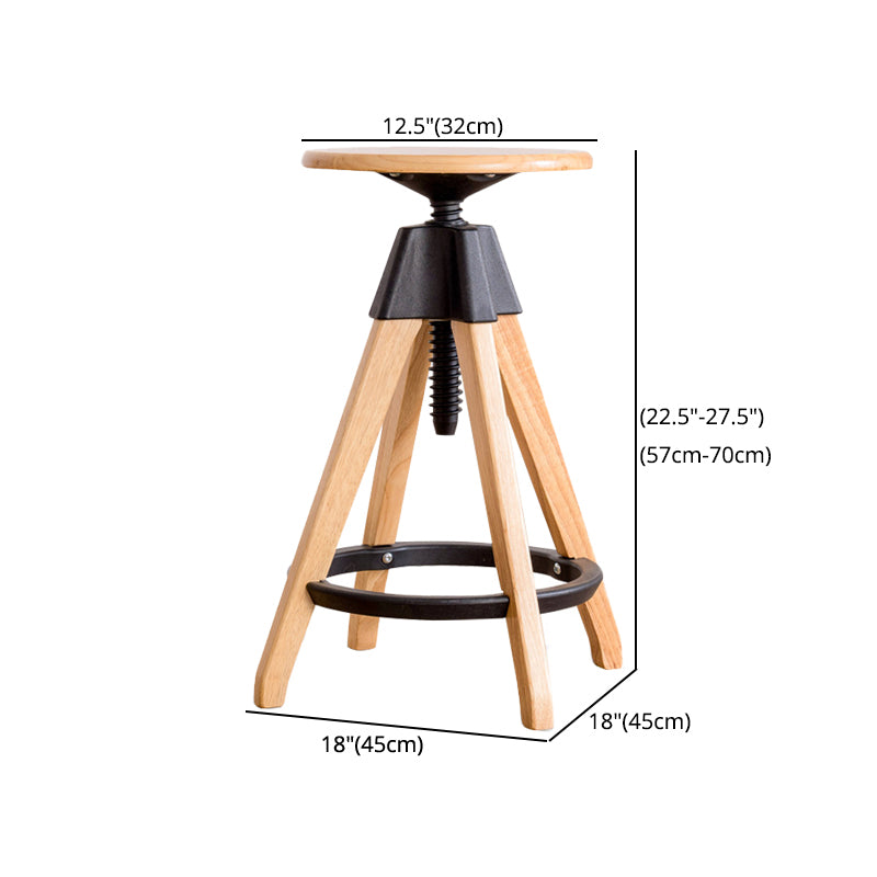 Taburete de bar moderno ajustable, taburete de bar sin respaldo de madera sin brazos con eslabón giratorio