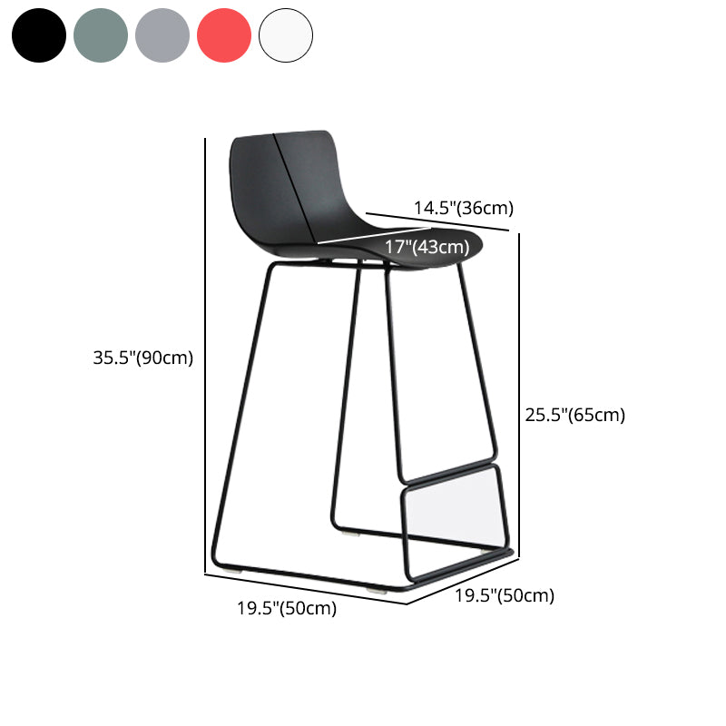Contemporary Plastic Barstool Bristol Bar Stool With Metal Legs and Low Back