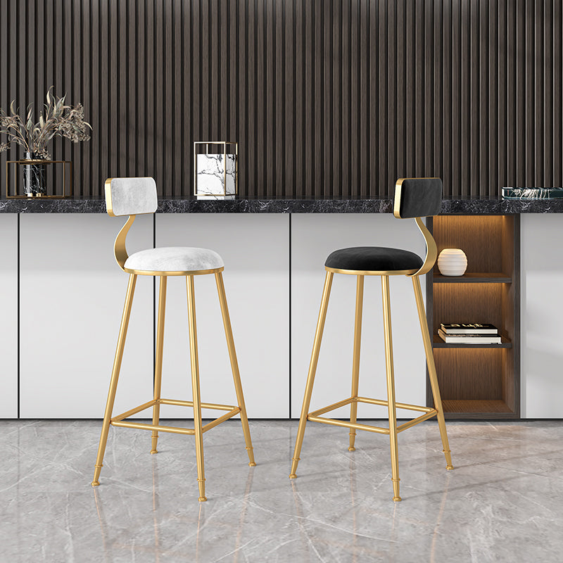 Glam Metal Upholstered Bar Stool Bristol Barstool with Low Back and Cushion