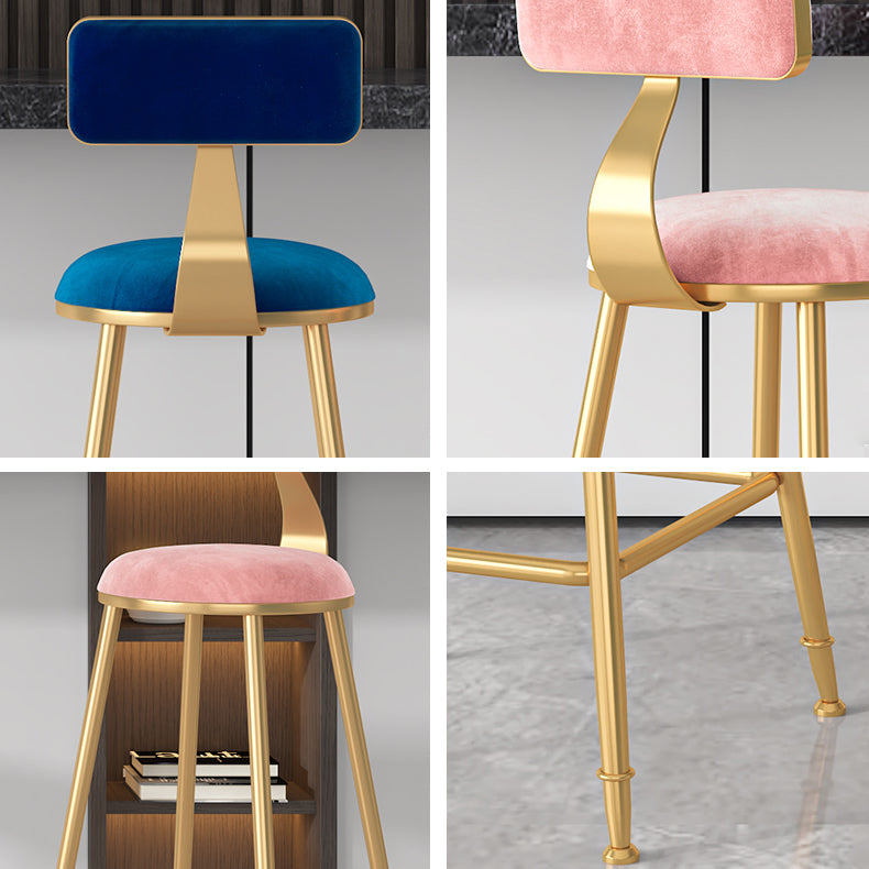 Glam Metal Upholstered Bar Stool Bristol Barstool with Low Back and Cushion