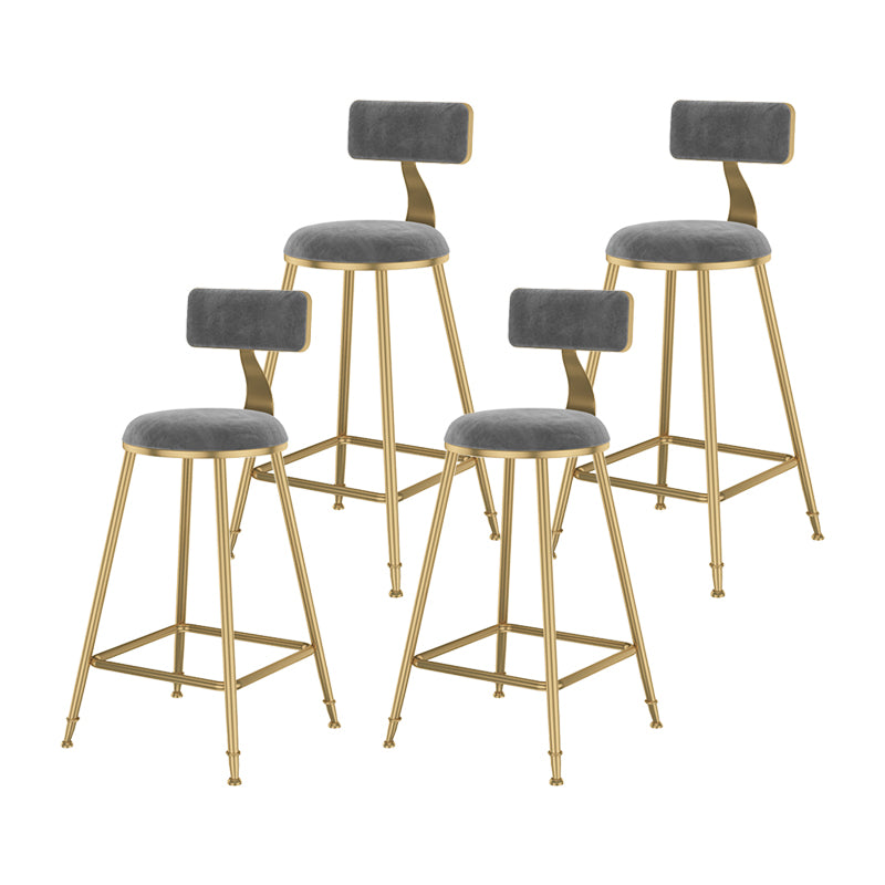Glam Metal Upholstered Bar Stool Bristol Barstool with Low Back and Cushion