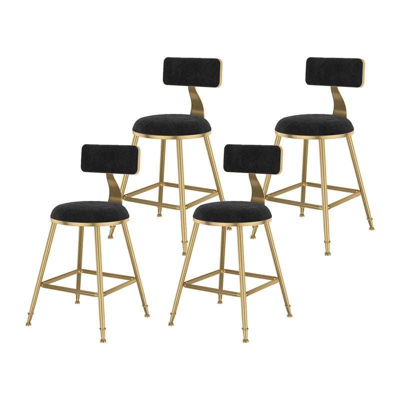 Glam Metal Upholstered Bar Stool Bristol Barstool with Low Back and Cushion