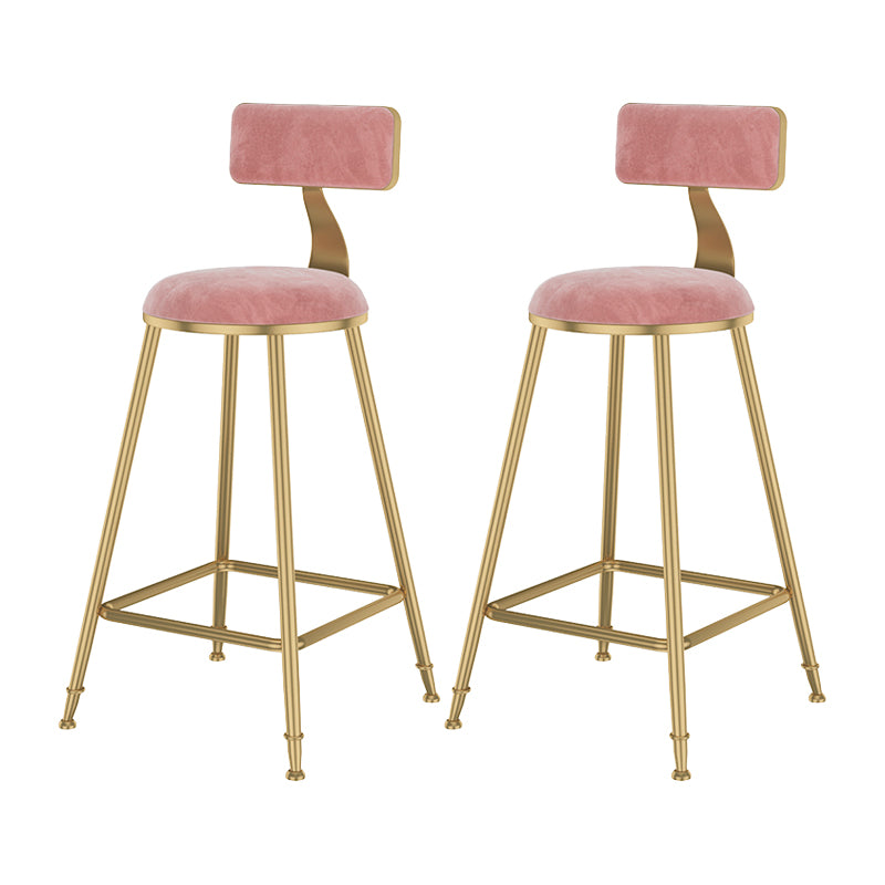 Glam Metal Upholstered Bar Stool Bristol Barstool with Low Back and Cushion